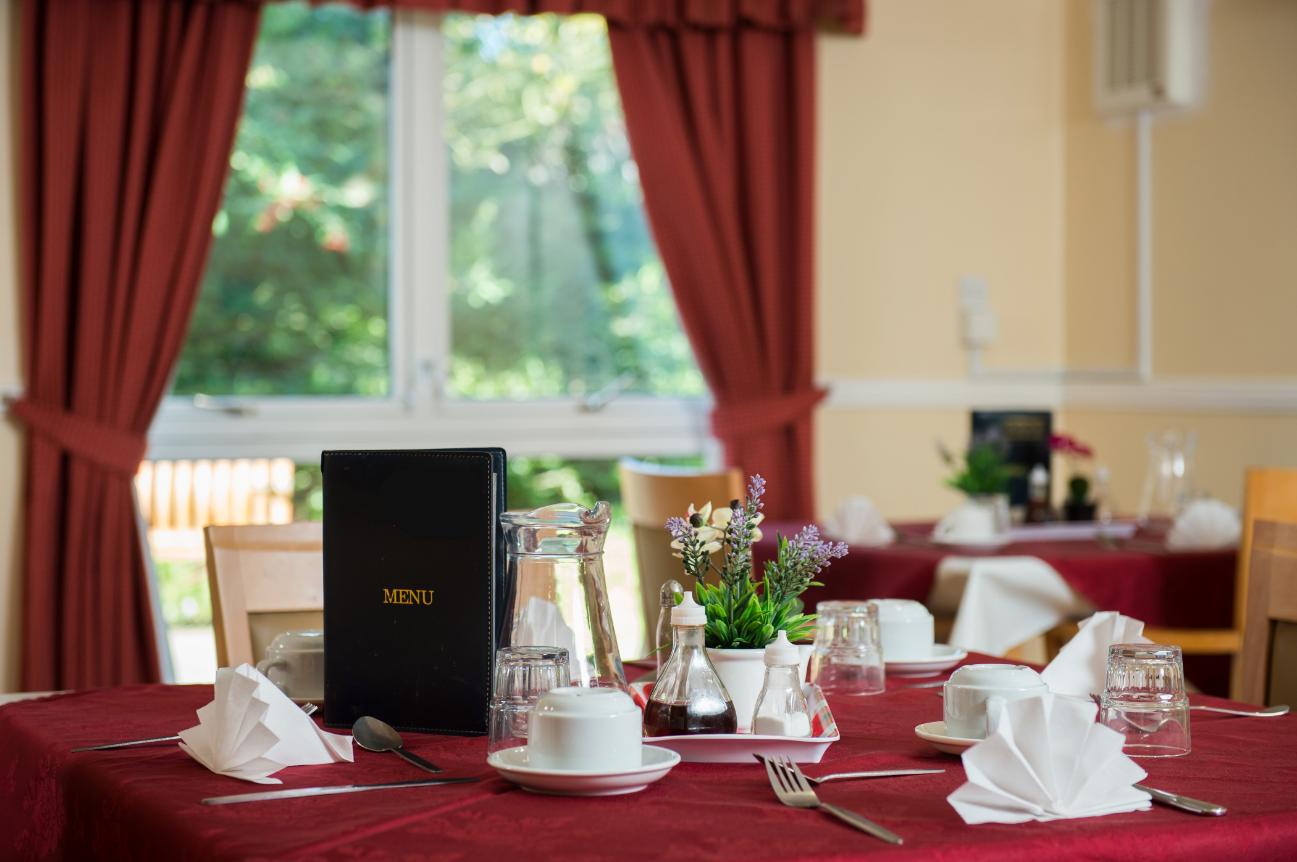 dining table set for dinner