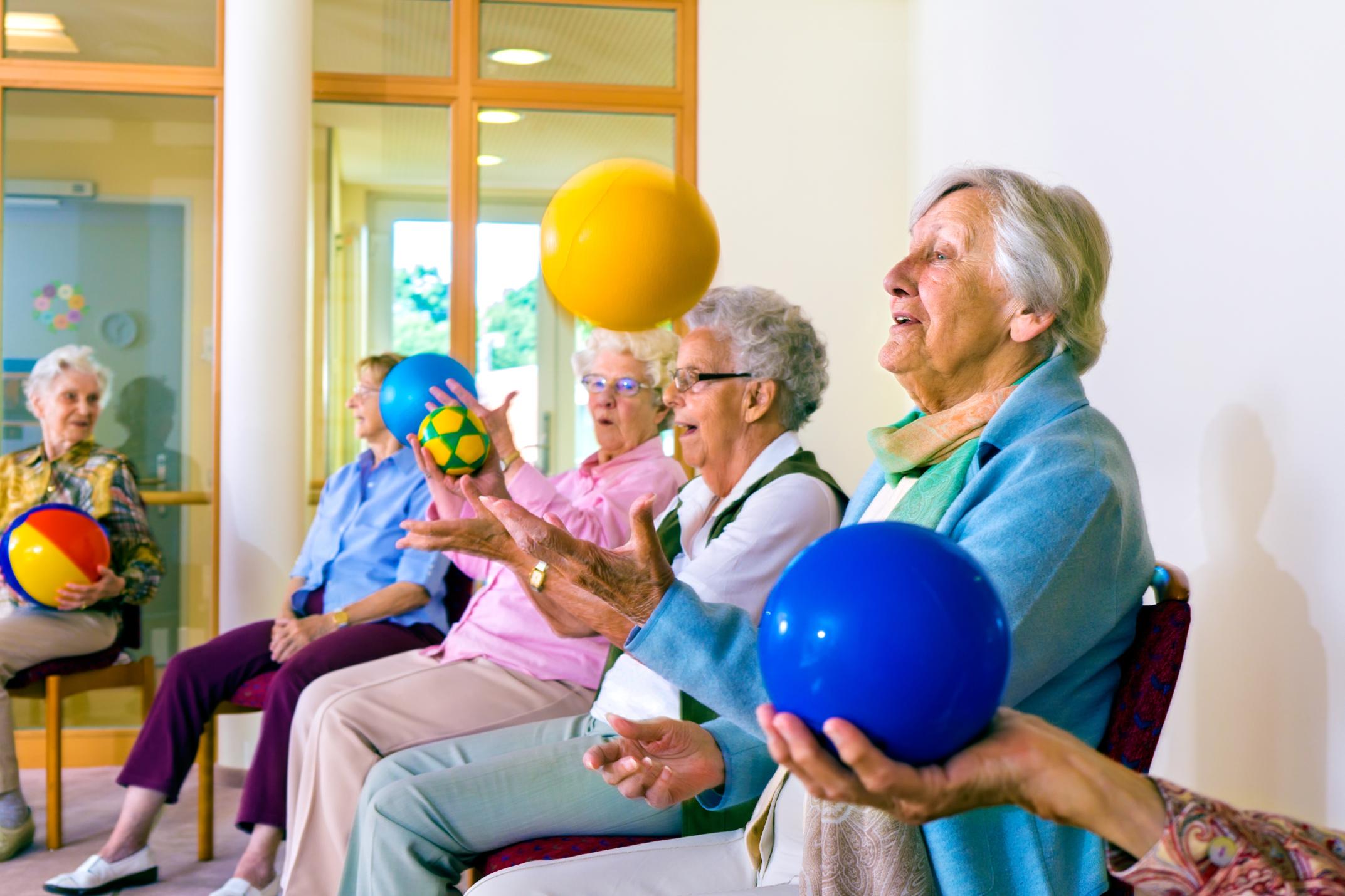 ball throwing activity in a care home